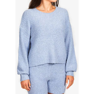 Hippie Rose Women's Balloon Sleeve Knit Sweater Pullover Stretch Blue M, $44 NWT